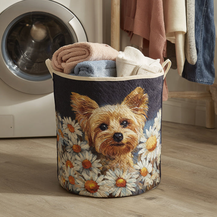 Floral Yorkie / Quilted Basket