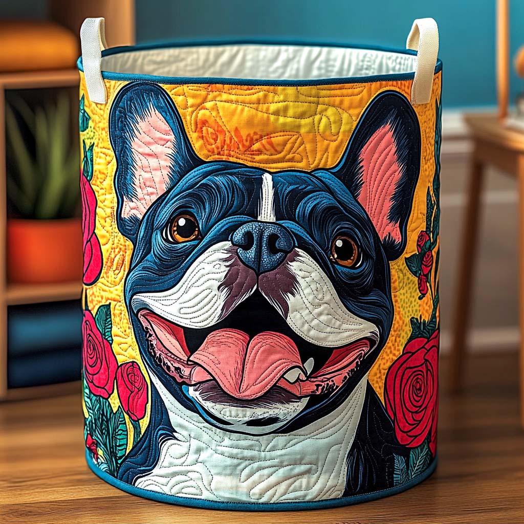 Smiling French Bulldog // Quilted Basket