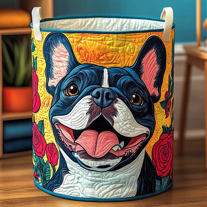 Smiling French Bulldog // Quilted Basket