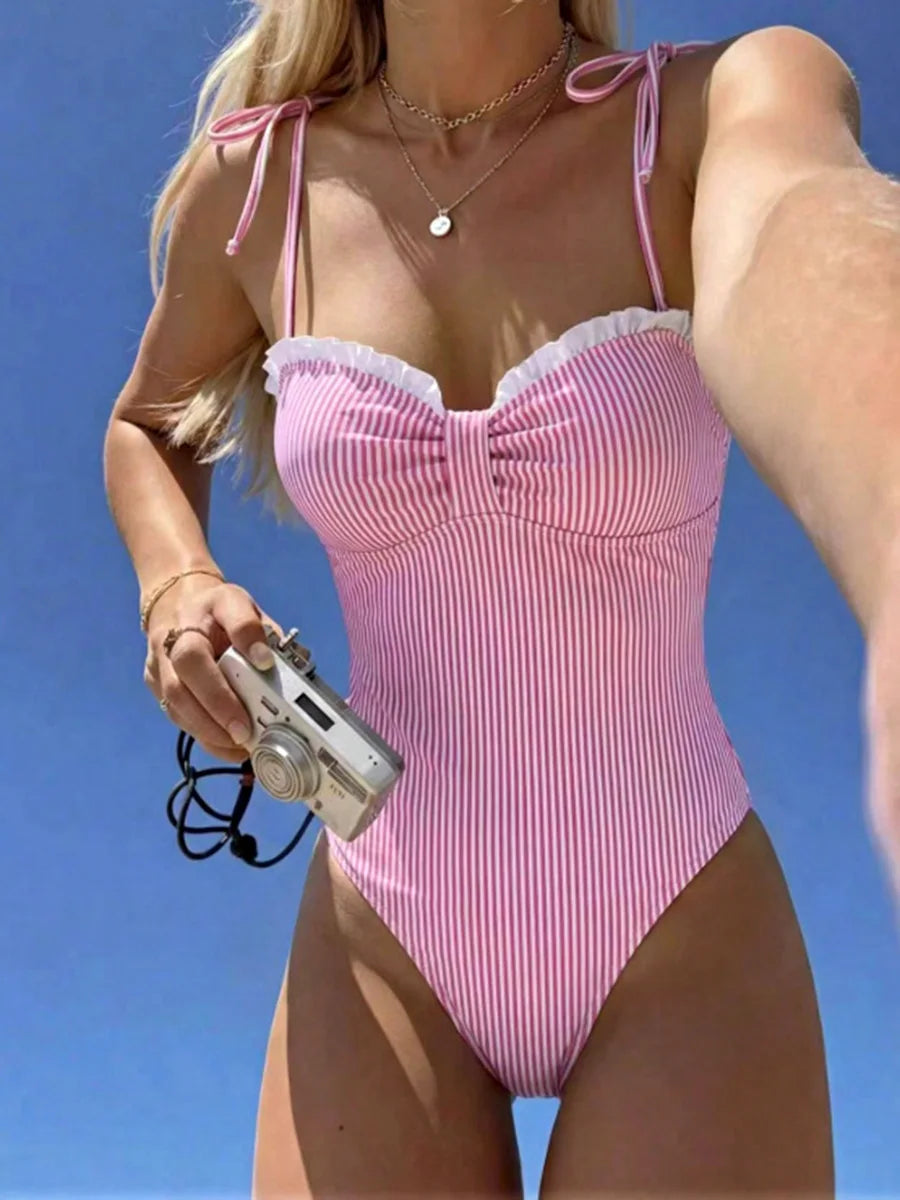 Elena | Sculpting Striped Swimsuit