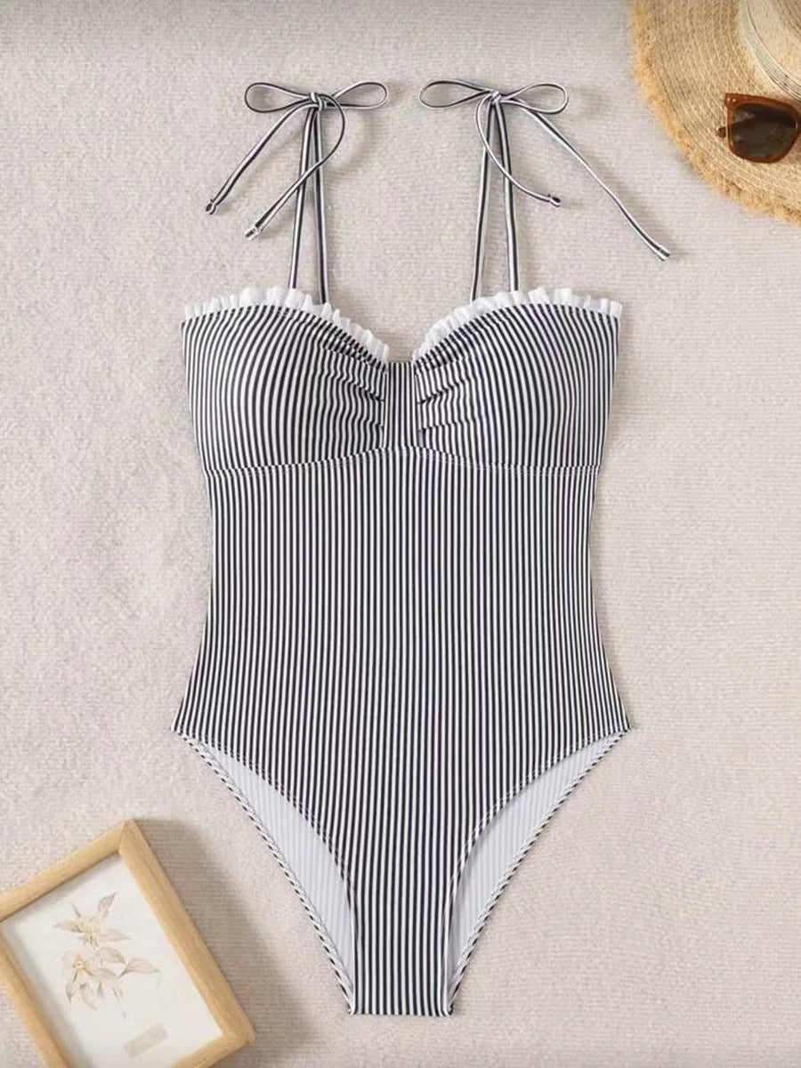 Elena | Sculpting Striped Swimsuit