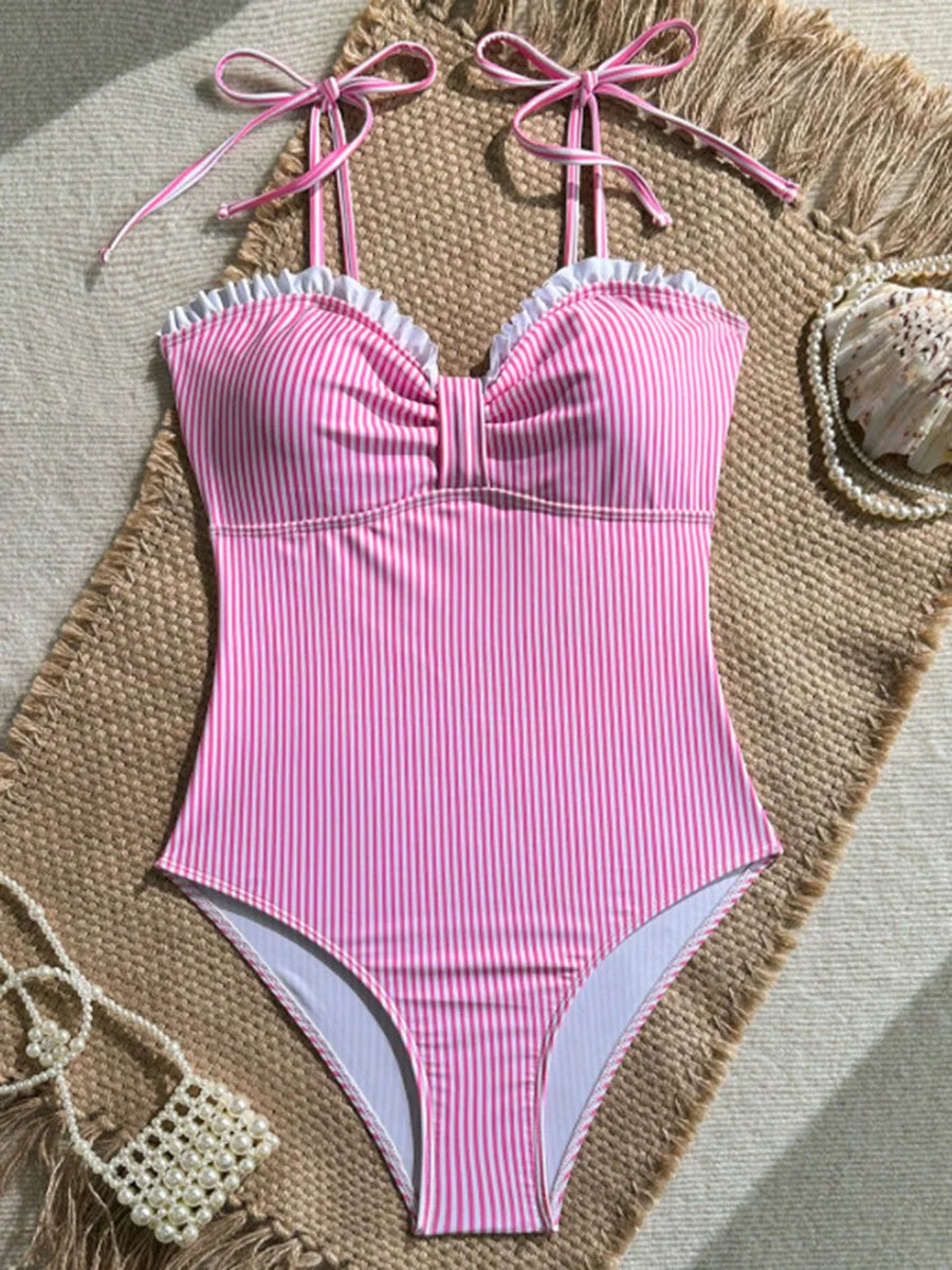 Elena | Sculpting Striped Swimsuit