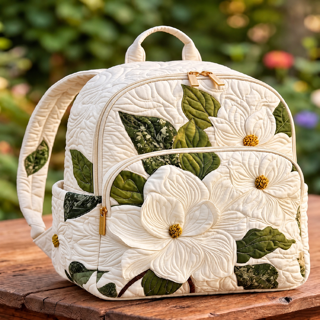 Magnolia Blossom Quilted Backpack