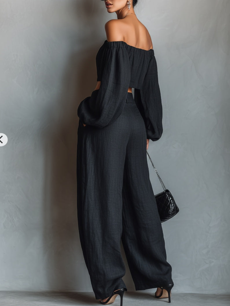 Tess™ || Off-shoulder set with wide pants
