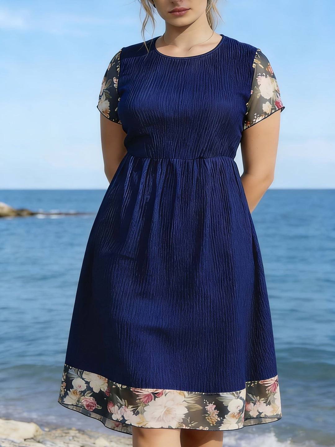 Natalie™ | Plus Size Elegant Floral Hem Dress