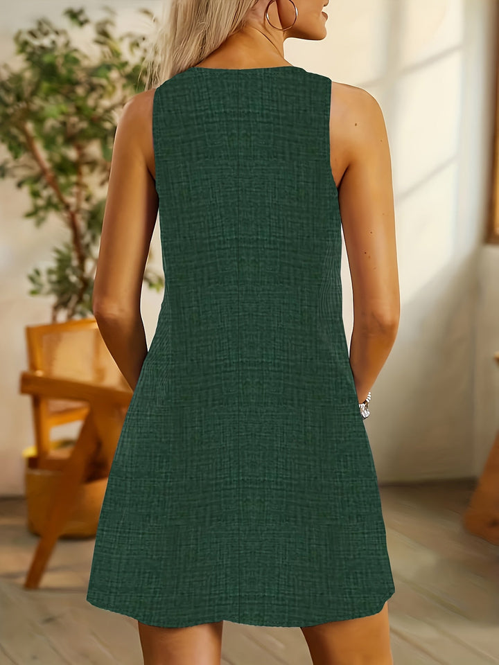 Loretta | Striped A-Line Round Neck Pocket Knee-Length Dress