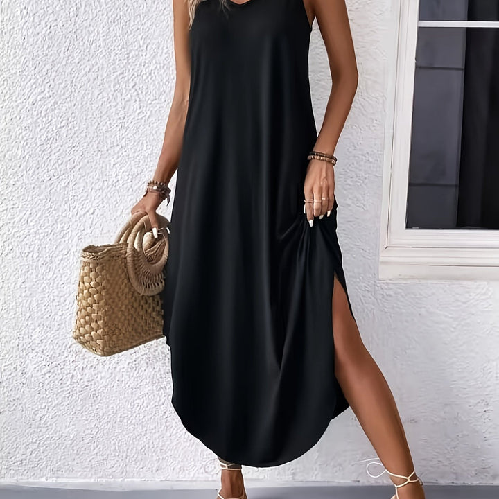 Suspenda | Solid Color Loose Long Vest Suspender Dress