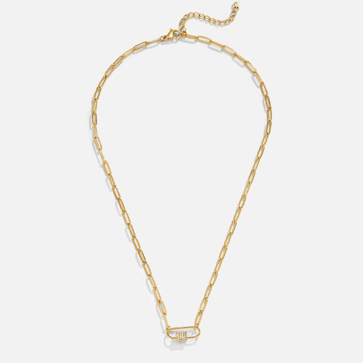 Crystal Paperclip Charm Necklace