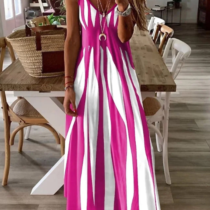 Novaline | Printed V-Neck Thin Strap All-Season Casual Dress
