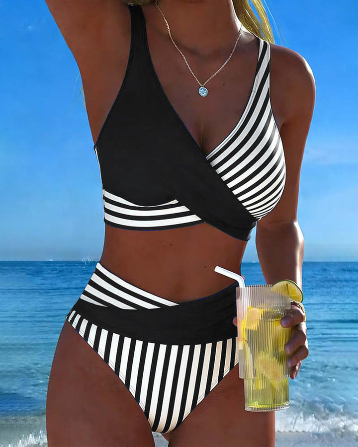 Giulia | Cross-Front Striped Bikini