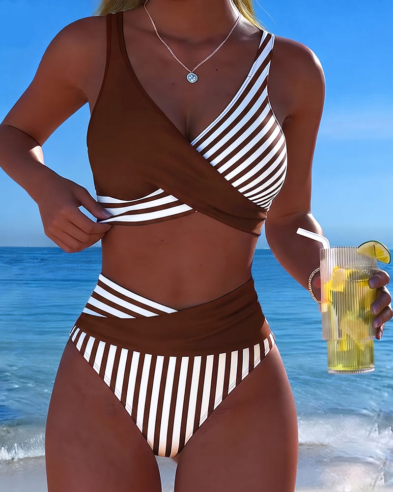 Giulia | Cross-Front Striped Bikini