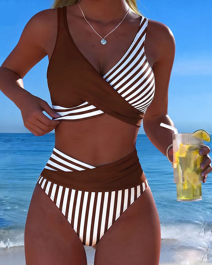 Giulia | Cross-Front Striped Bikini