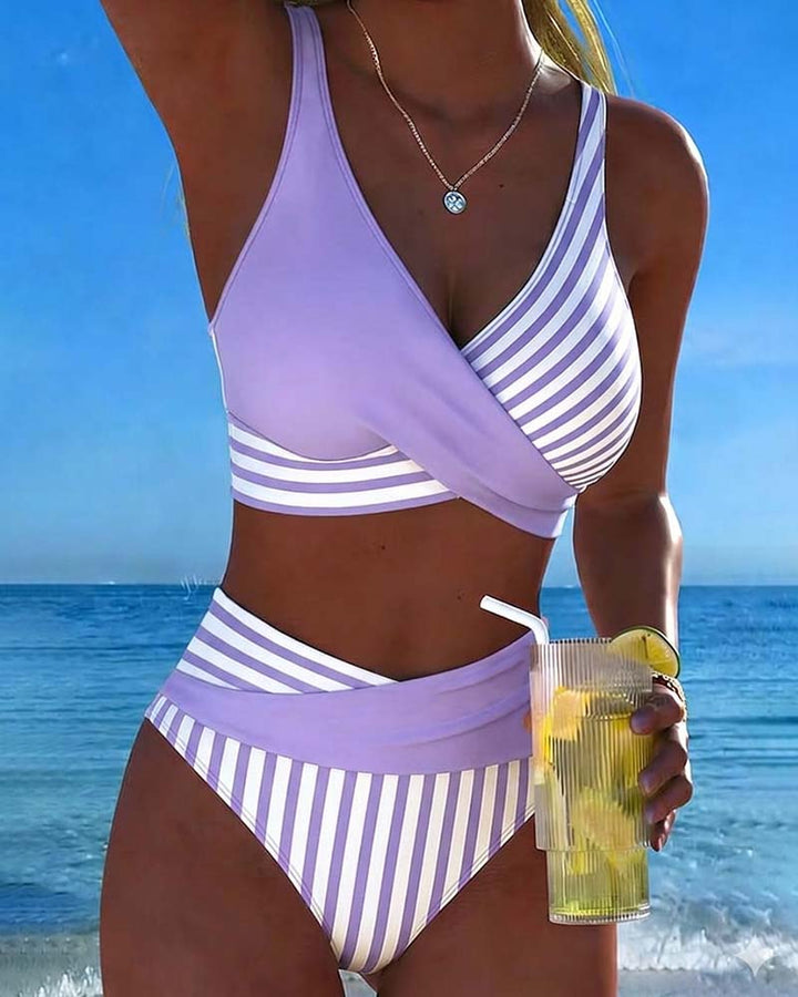 Giulia | Cross-Front Striped Bikini