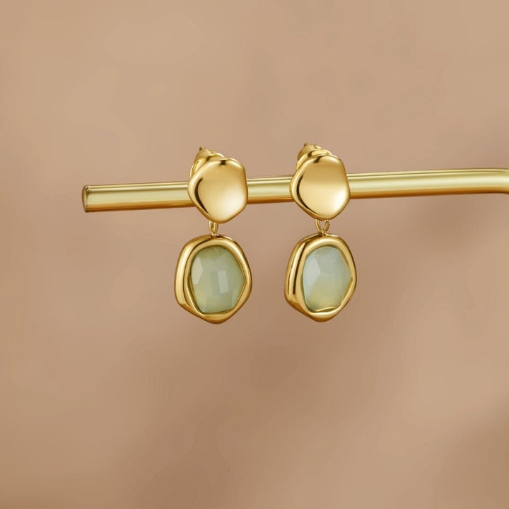 Gold Aquamarine Drop Earrings