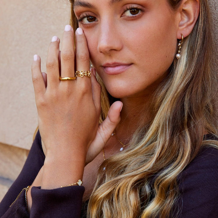 Golden Wildflower Infinity Ring