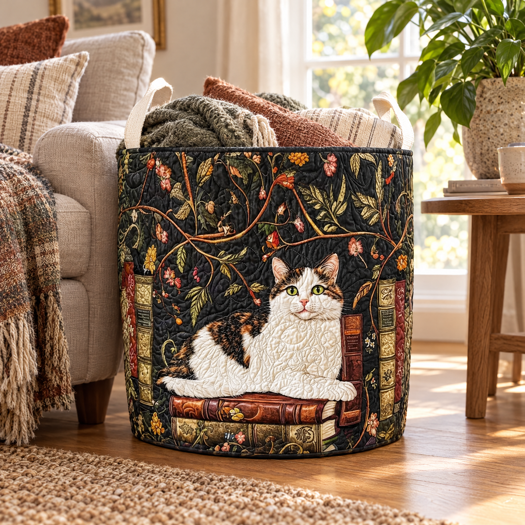 Mystical Cat Quilted Basket