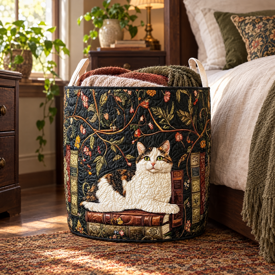 Mystical Cat Quilted Basket