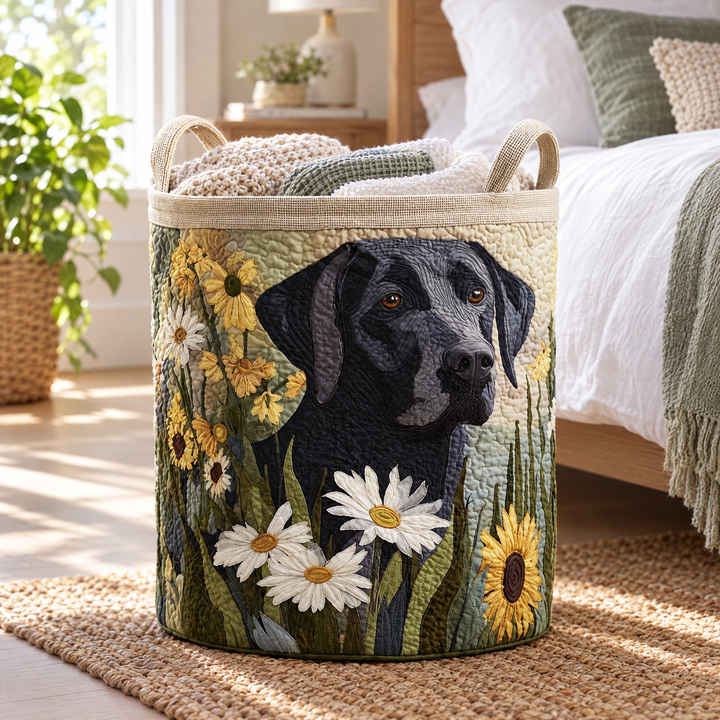 Floral Black Lab Laundry Basket