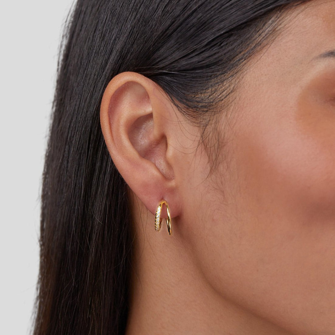 Leyla Crystal Double Hoop Earrings