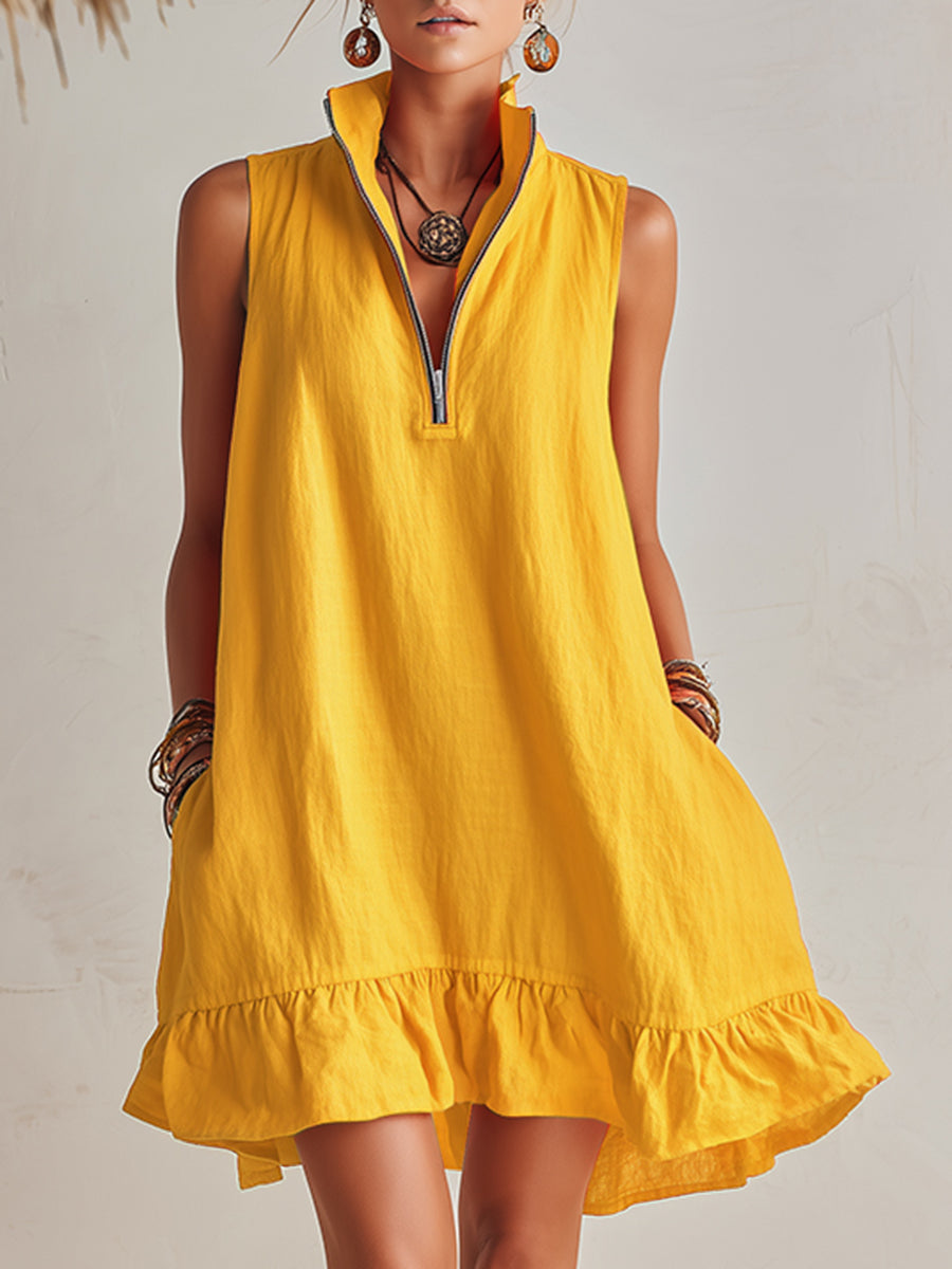 Mini Dress in Cotton and Linen