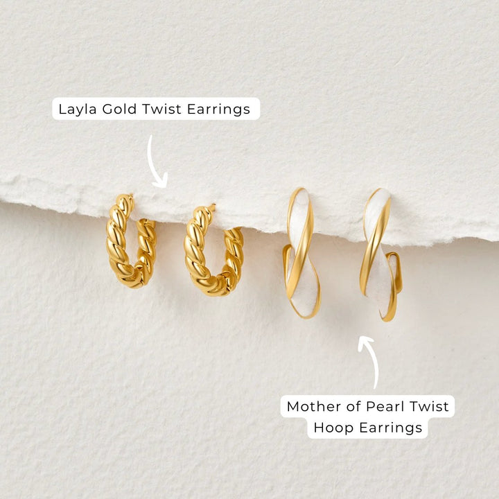 Mother of Pearl Twist Hoop Earrings