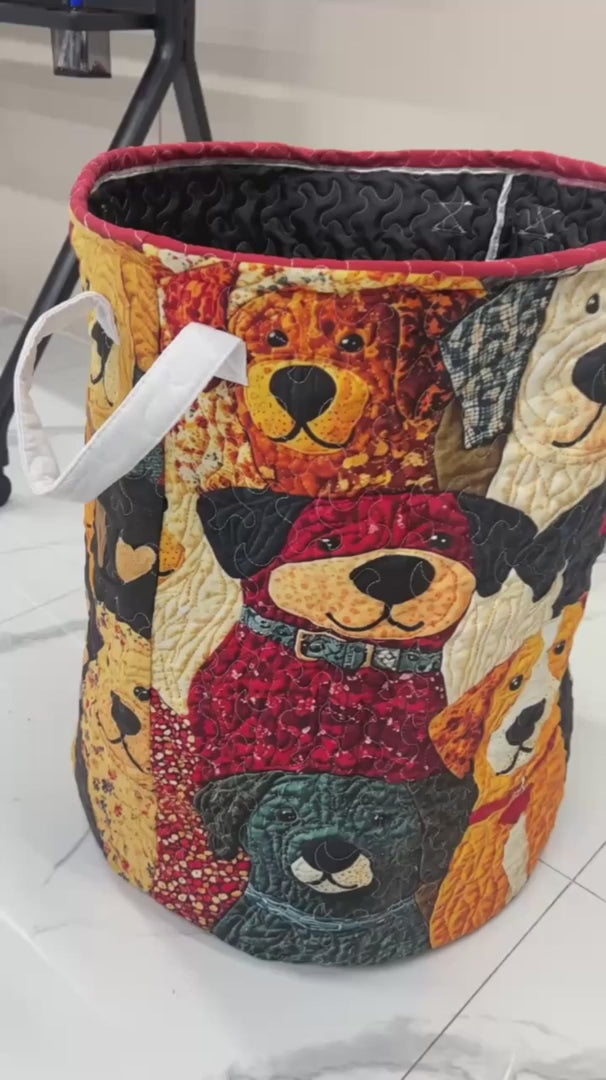 Patchwork Puppy Love Laundry Basket