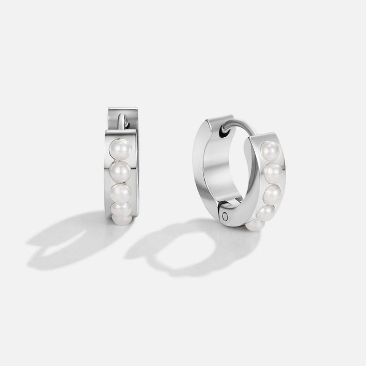 Silver Eula Pearl Hoop Earrings