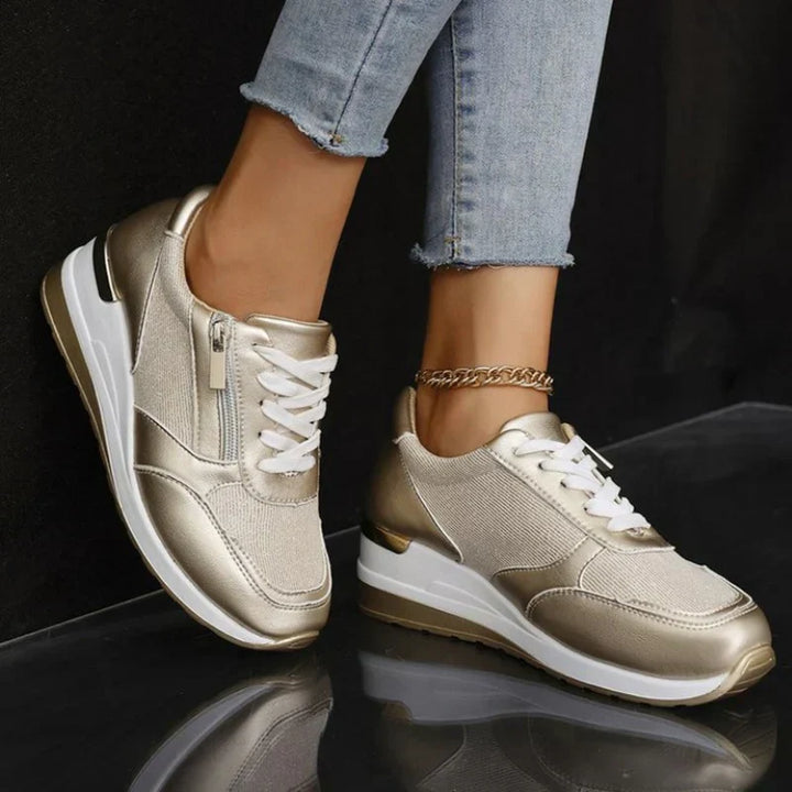 New Women's Lace-Up Orthopedic Sneakers with Side Zipper