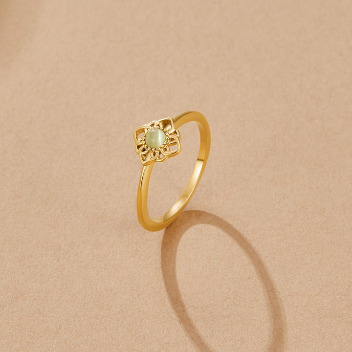 Vintage Lotus Flower Opal Ring